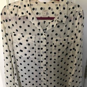 J. Crew Silk Sheer Polka Dot Blouse